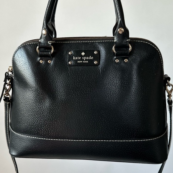 KATE SPADE NEW YORK Wellesley Leather Satchel Purse Crossbody/Black~Orig.$335! - Picture 6 of 17